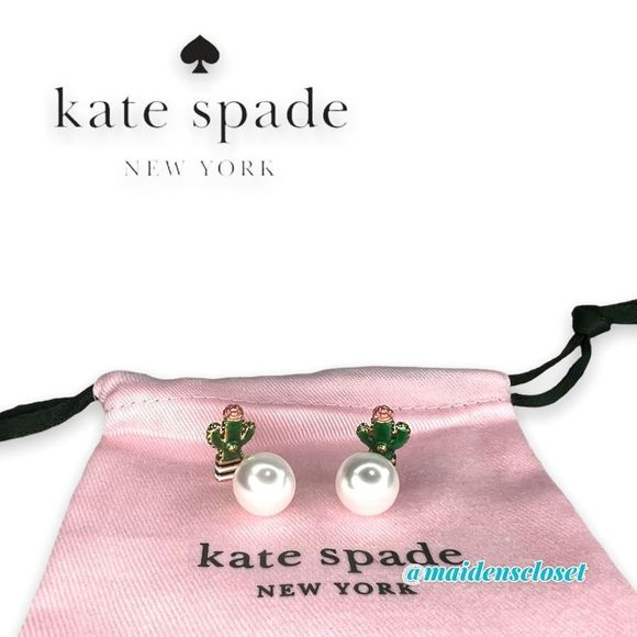 Kate Spade Scenic Route Pave Cactus Stud Earrings with Pearl Backing - Picture 8 of 8